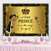 A Wenig Prinz Schwarz Gold Klassisch Babydusche Hintergrund
